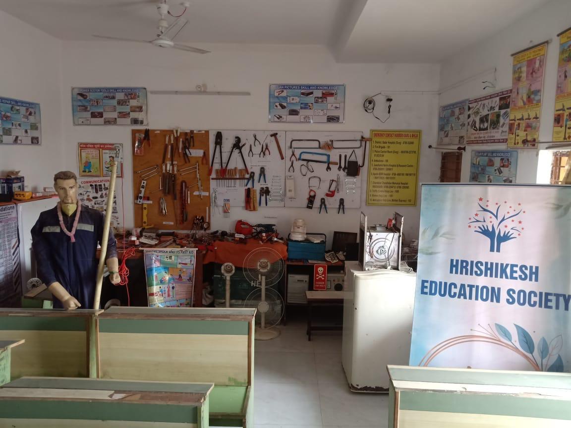 Electrical and solar power trade training lab with tools and equipment at Dhanora