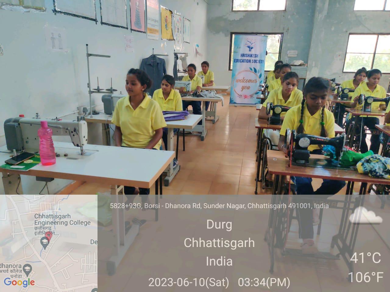 Fashion designing vocational training with sewing machines at Durg